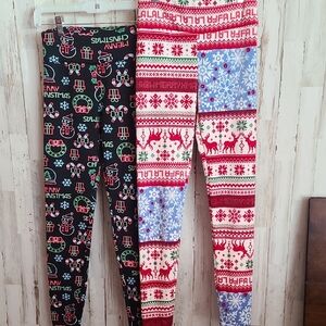 No Boundaries Kids Christmas Leggings Set - Black, Red, Blue